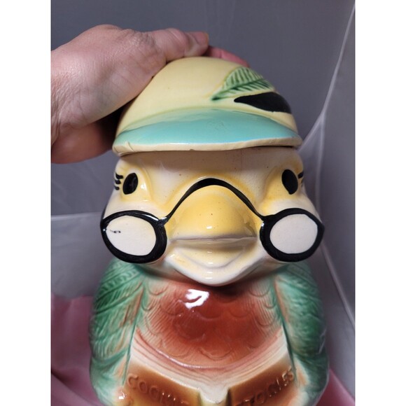 Vintage Owl Bird Cookie Stories Jar Robinson Ransbottom Pottery Roseville - Picture 9 of 9